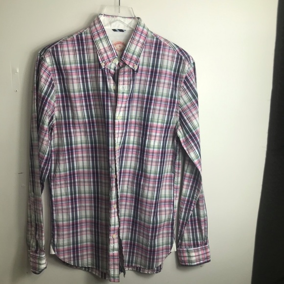 Brooks Brothers Check spring print button down shirt size small 1788 - Picture 1 of 3